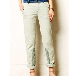 Anthro Pilcro and the Letterpress Hyphen Crochet Chino Pants, mint green